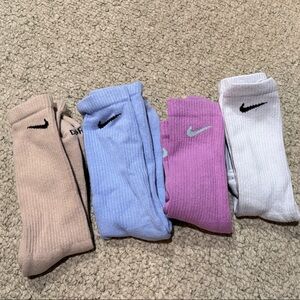 Nike Ribbed Ankle Socks - Tan, Light Blue, Purple, White